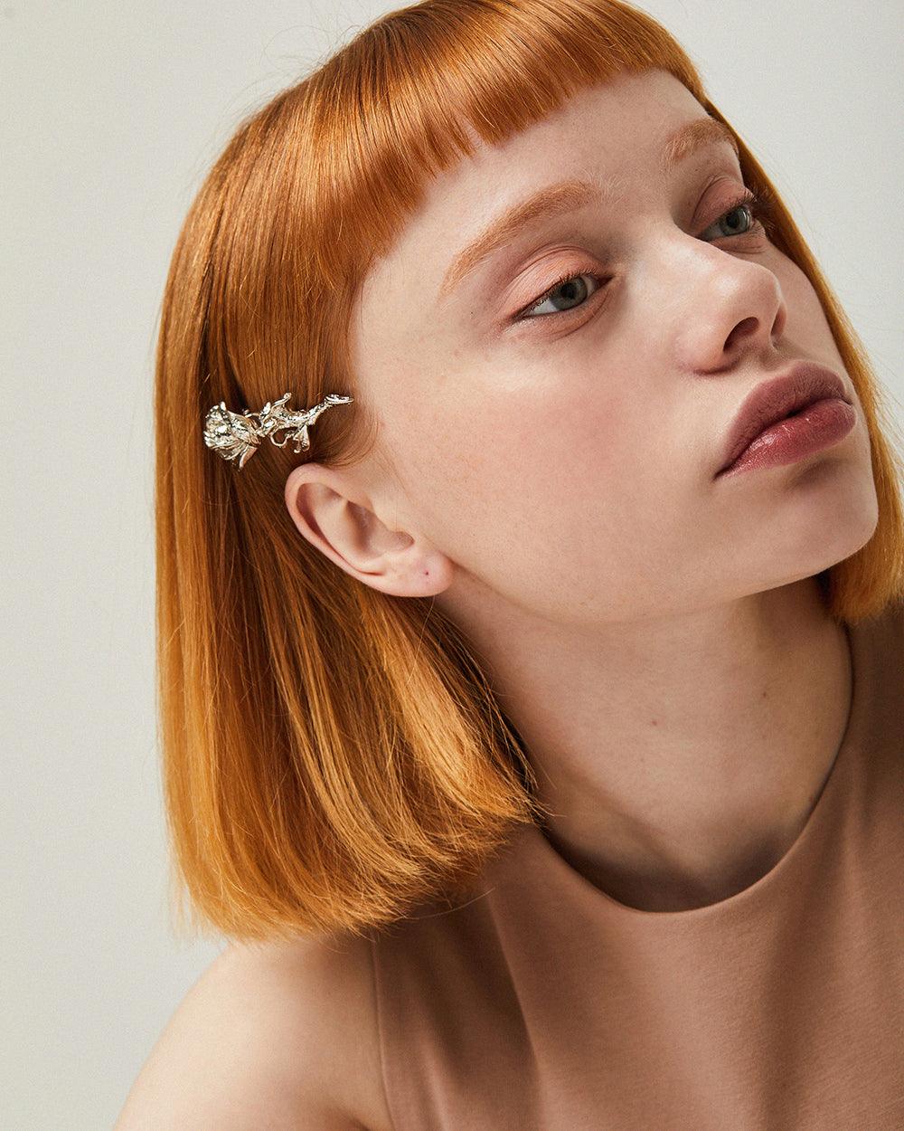 Wild Rose Hair Pin Silver