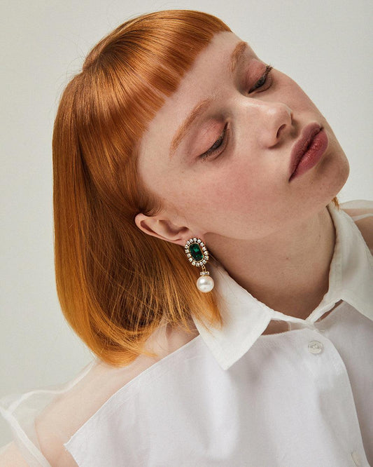 Jolly Pearl Earrings Emerald