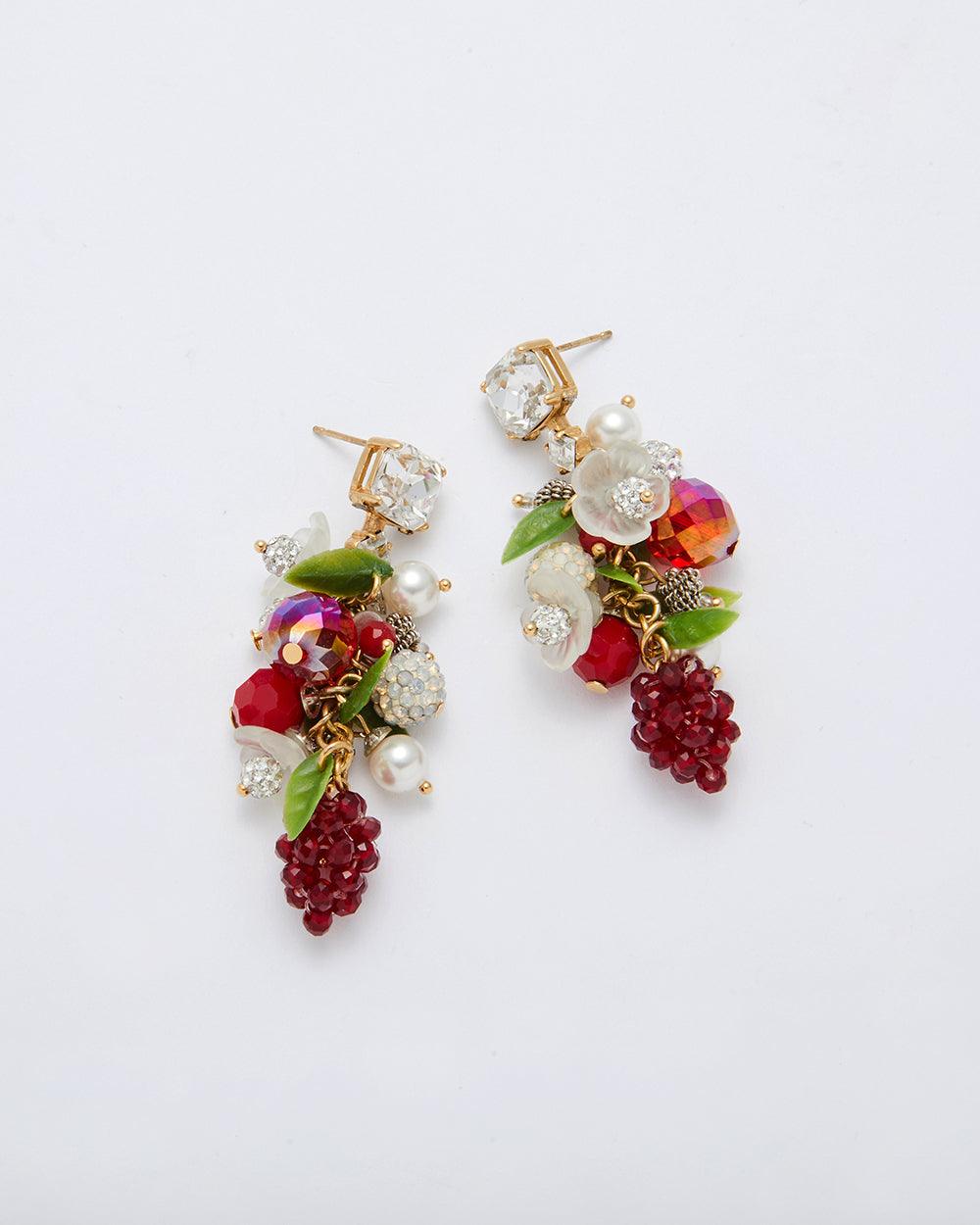Picnic Bloom Drop Earrings Red