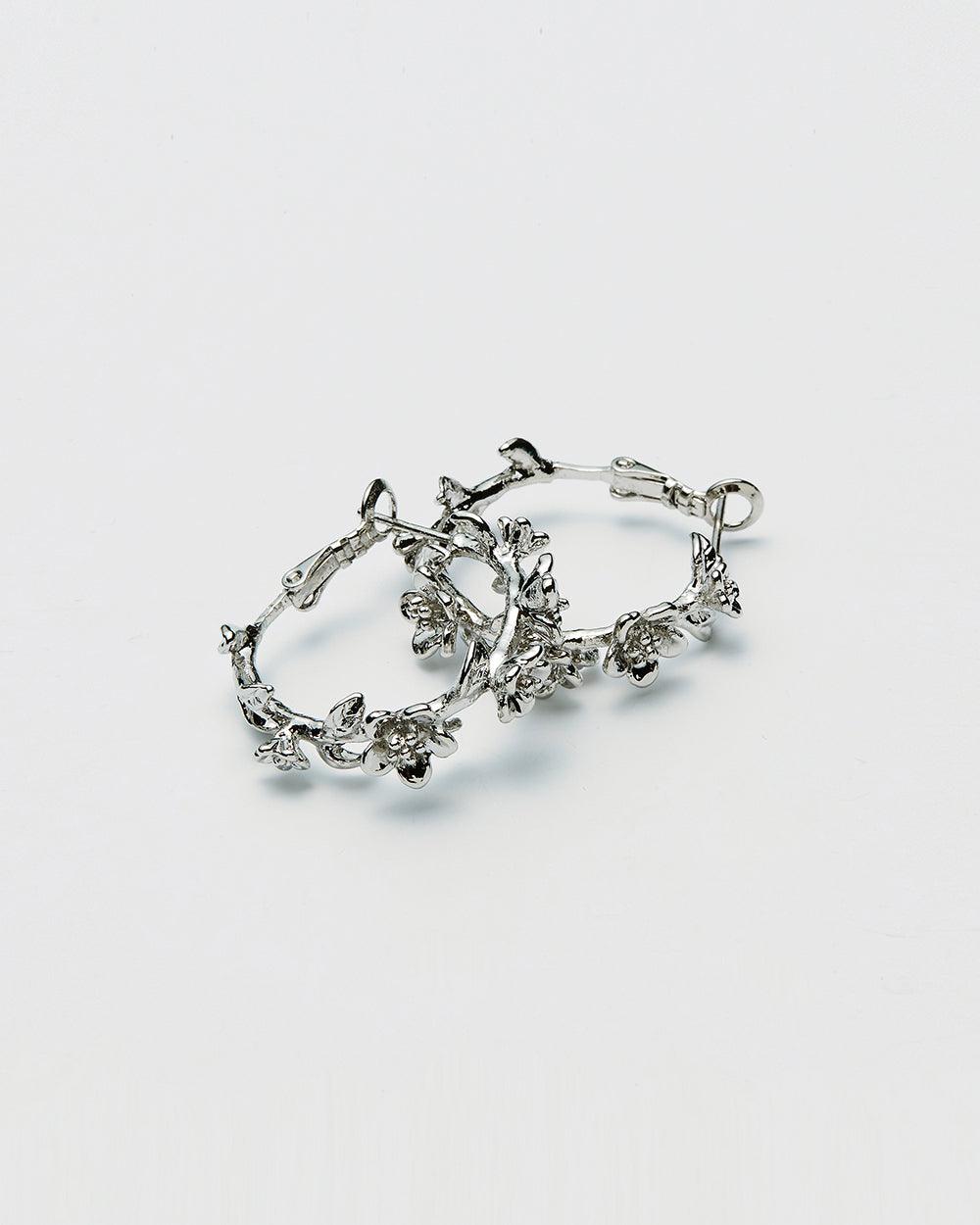 Garden Hoop Earrings Silver - 2 Sizes