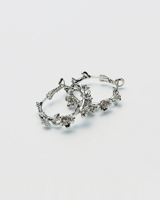 Garden Hoop Earrings Silver - 2 Sizes