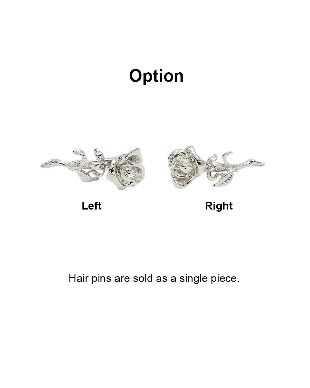 Wild Rose Hair Pin Silver