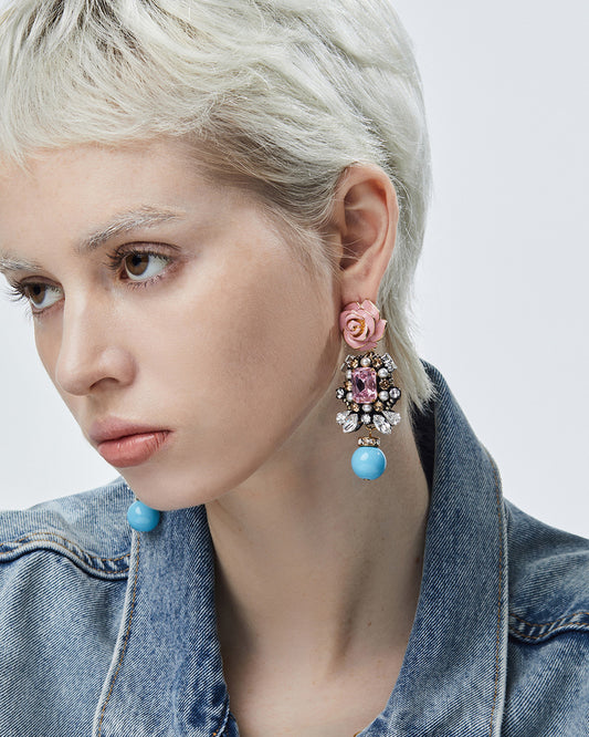 Rose Earrings Pink
