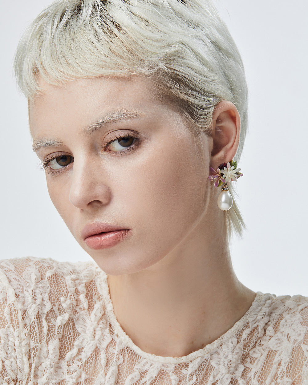Flower Blast Drop Earrings Burgundy