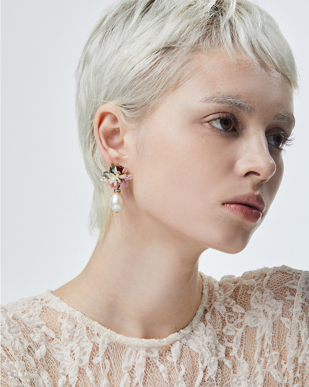 Flower Blast Drop Earrings Burgundy