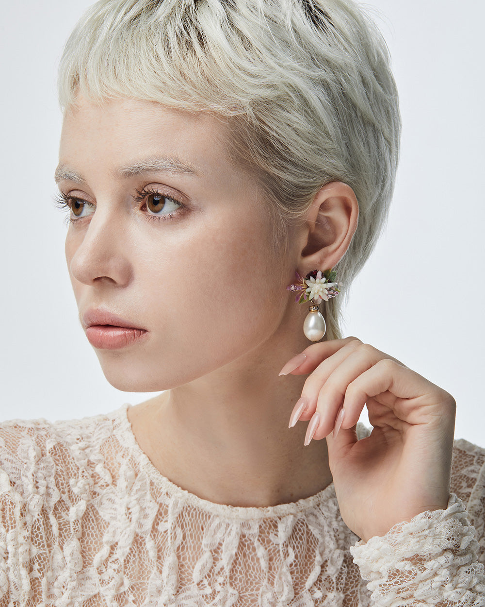 Flower Blast Drop Earrings Burgundy