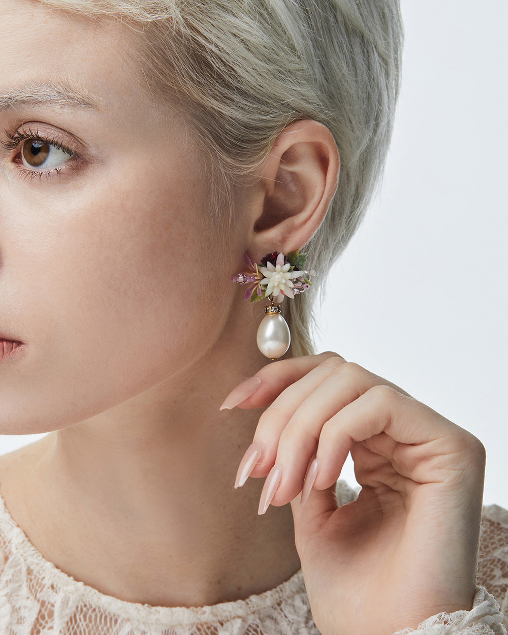 Flower Blast Drop Earrings Burgundy