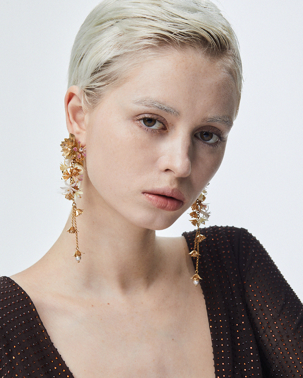 Floret Statement Earrings Gold