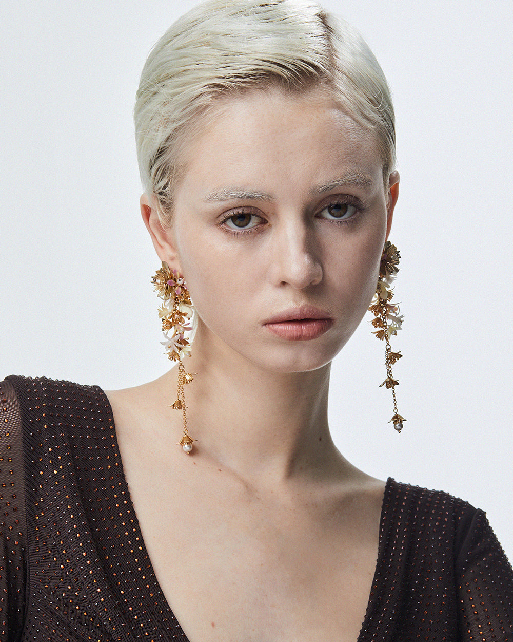 Floret Statement Earrings Gold