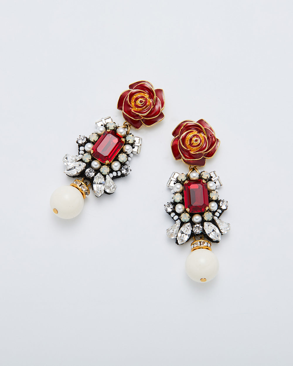 Rose Earrings Red