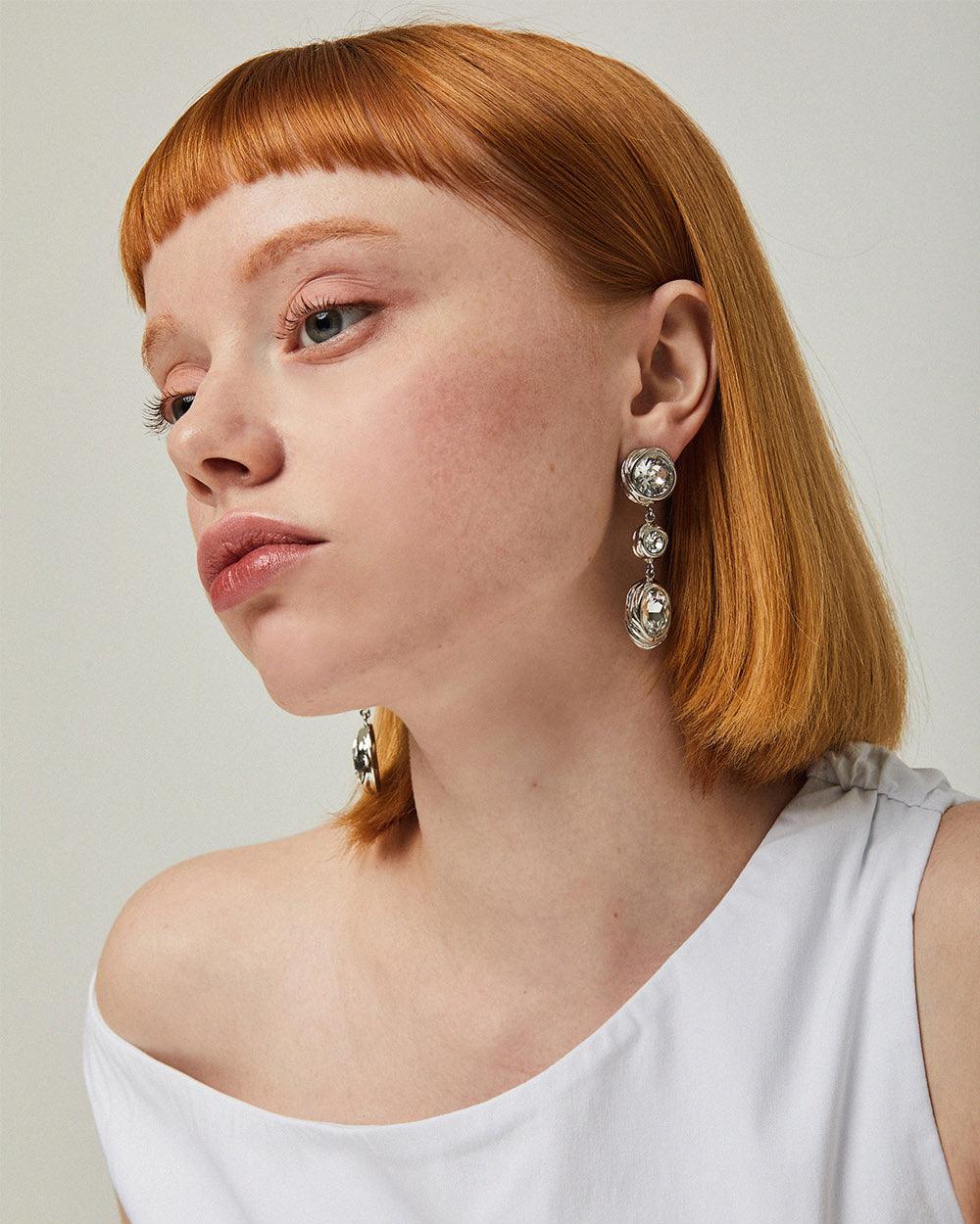 Savage Drop Statement Earrings Silver