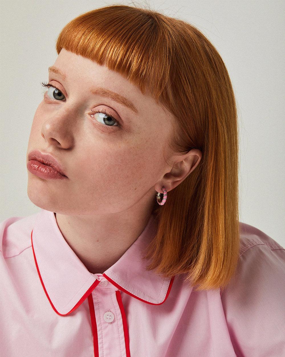 Twist Hoop Earrings Pink