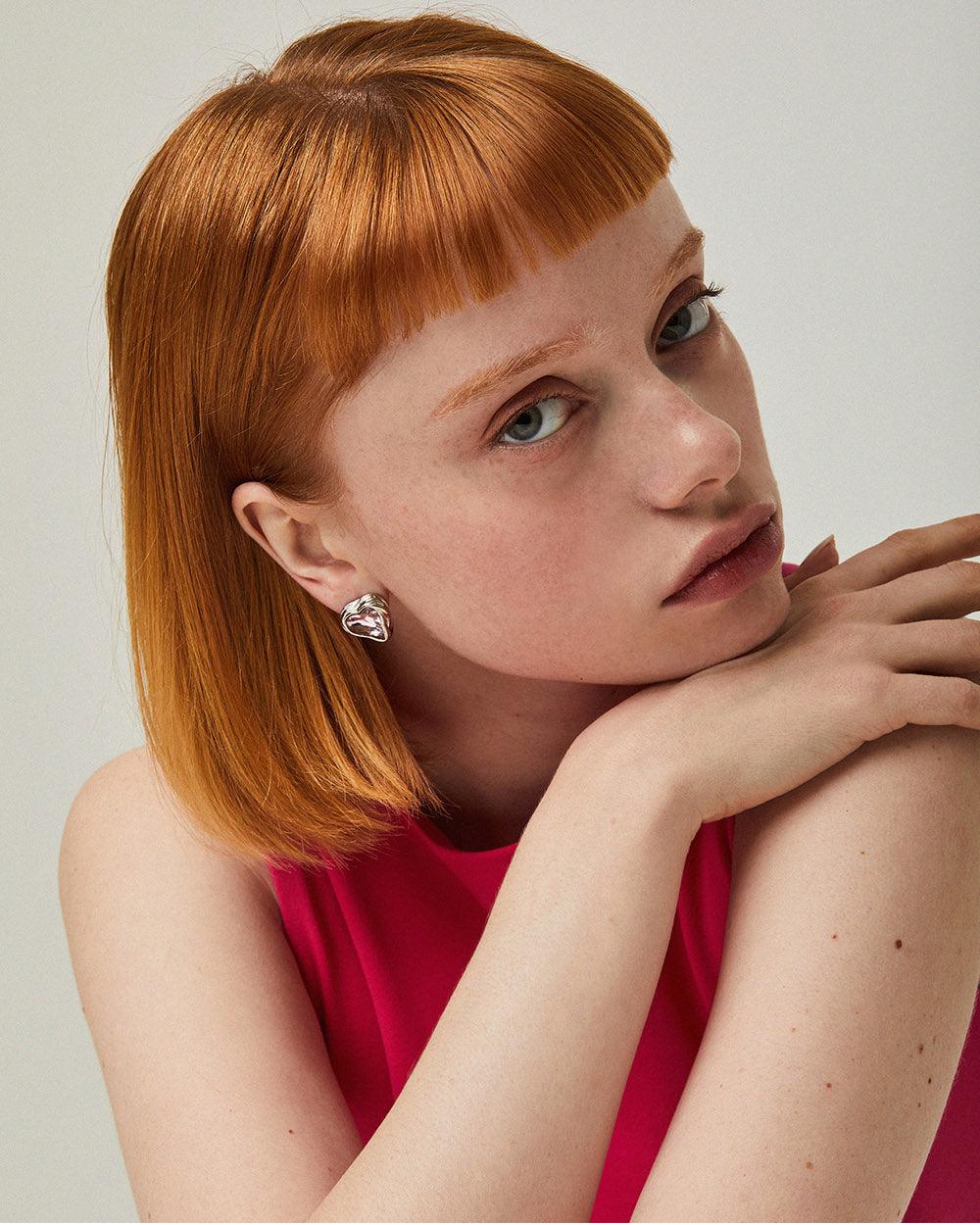 Savage Heart Stud Earrings Pink