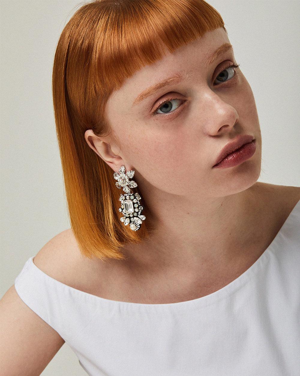 Peony Earrings White