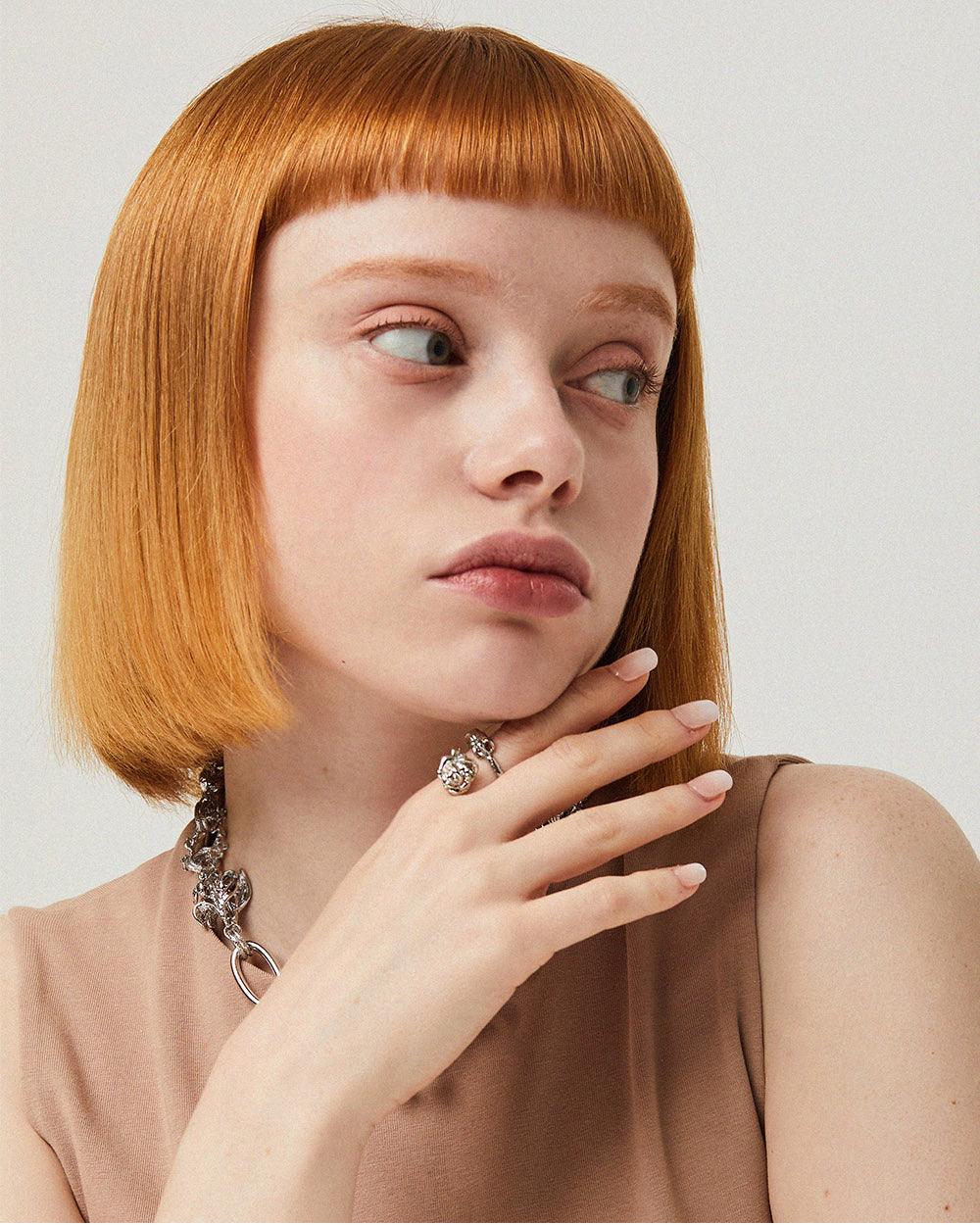 Wild Rose Twisted Ring Silver