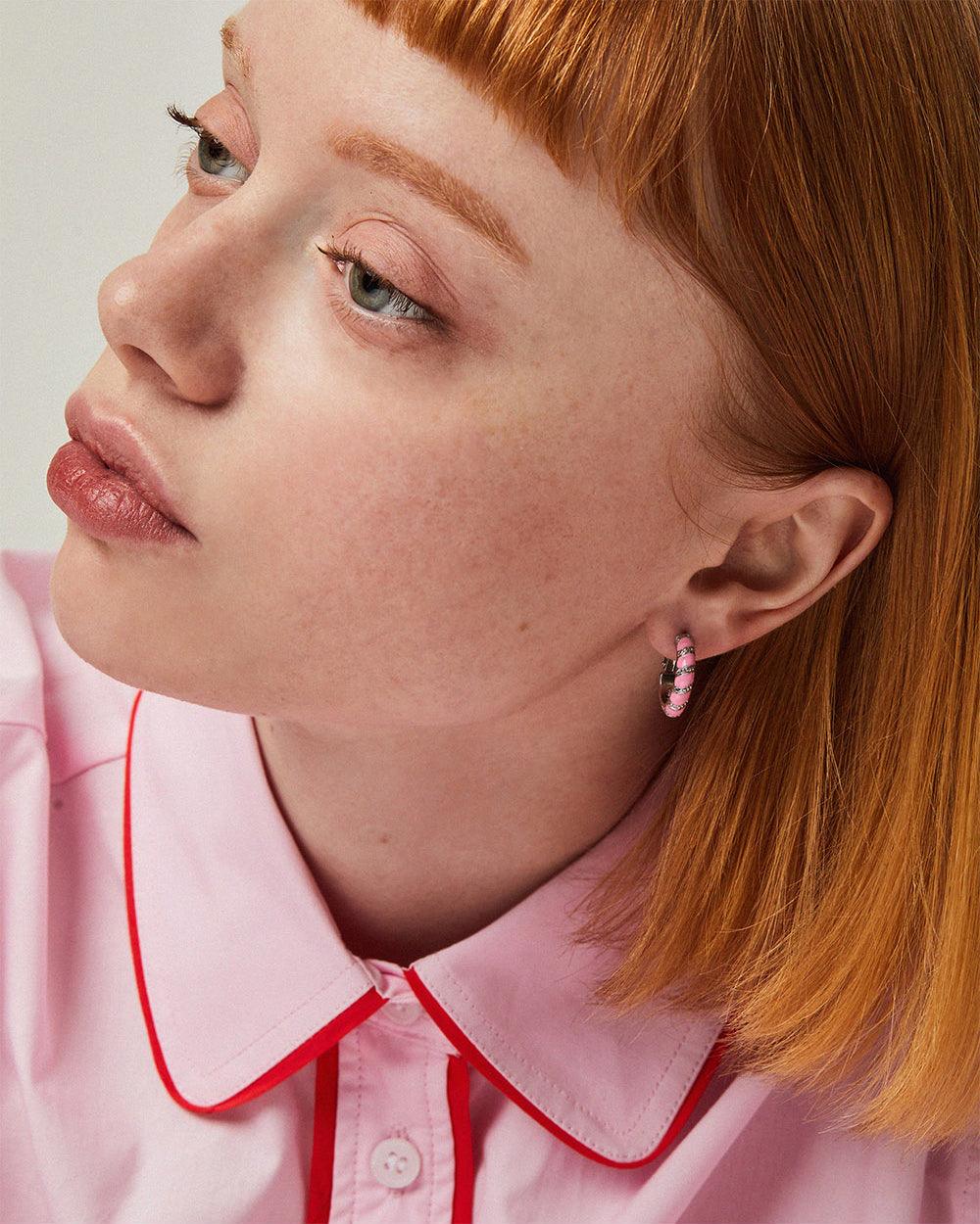 Twist Hoop Earrings Pink