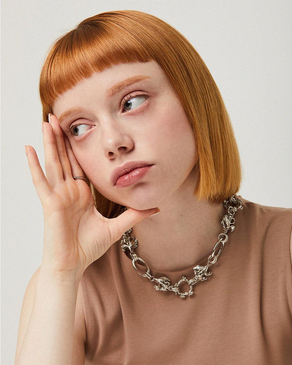 Wild Rose Chain Necklace Silver