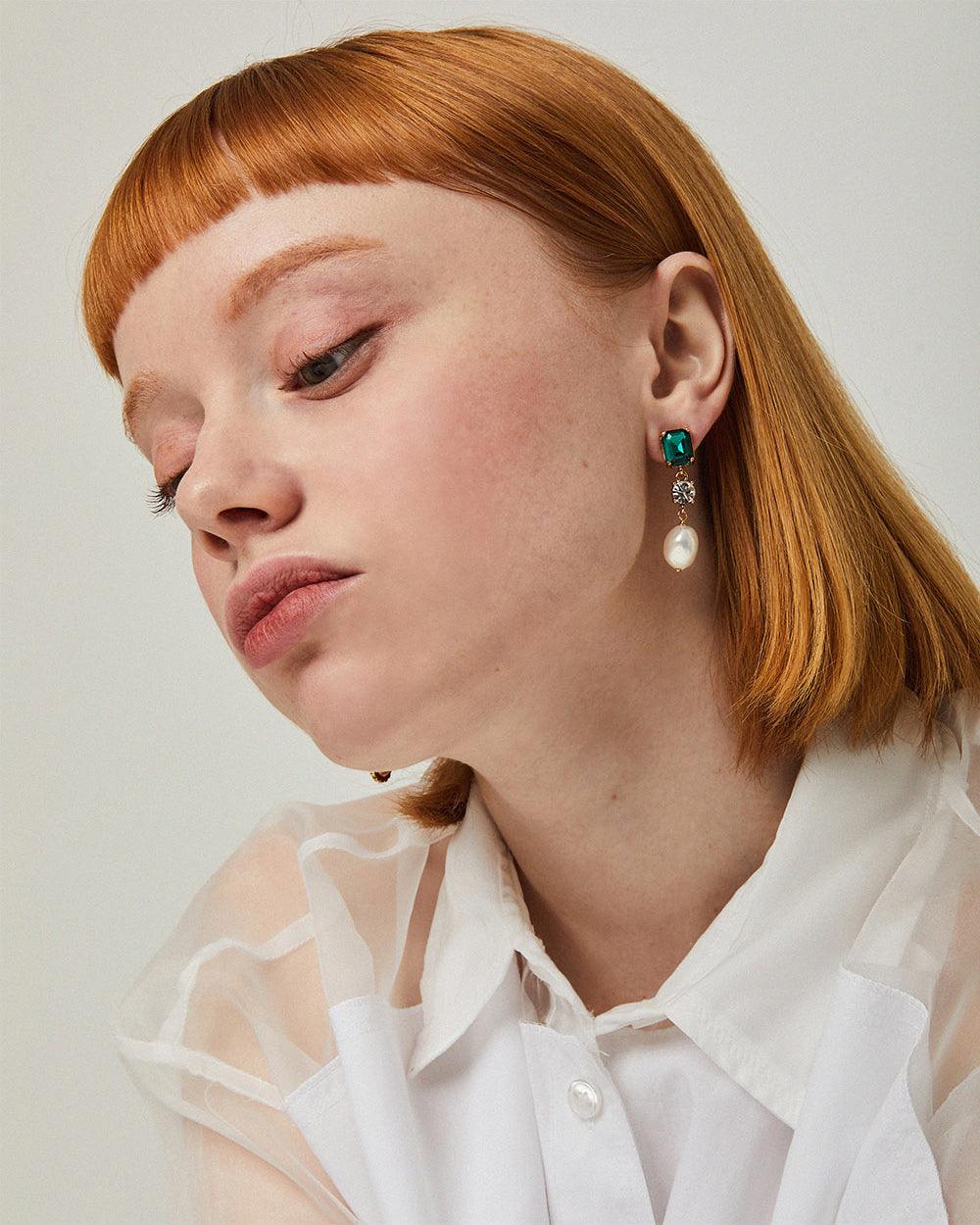 Baroque Pop Triple Earrings Emerald