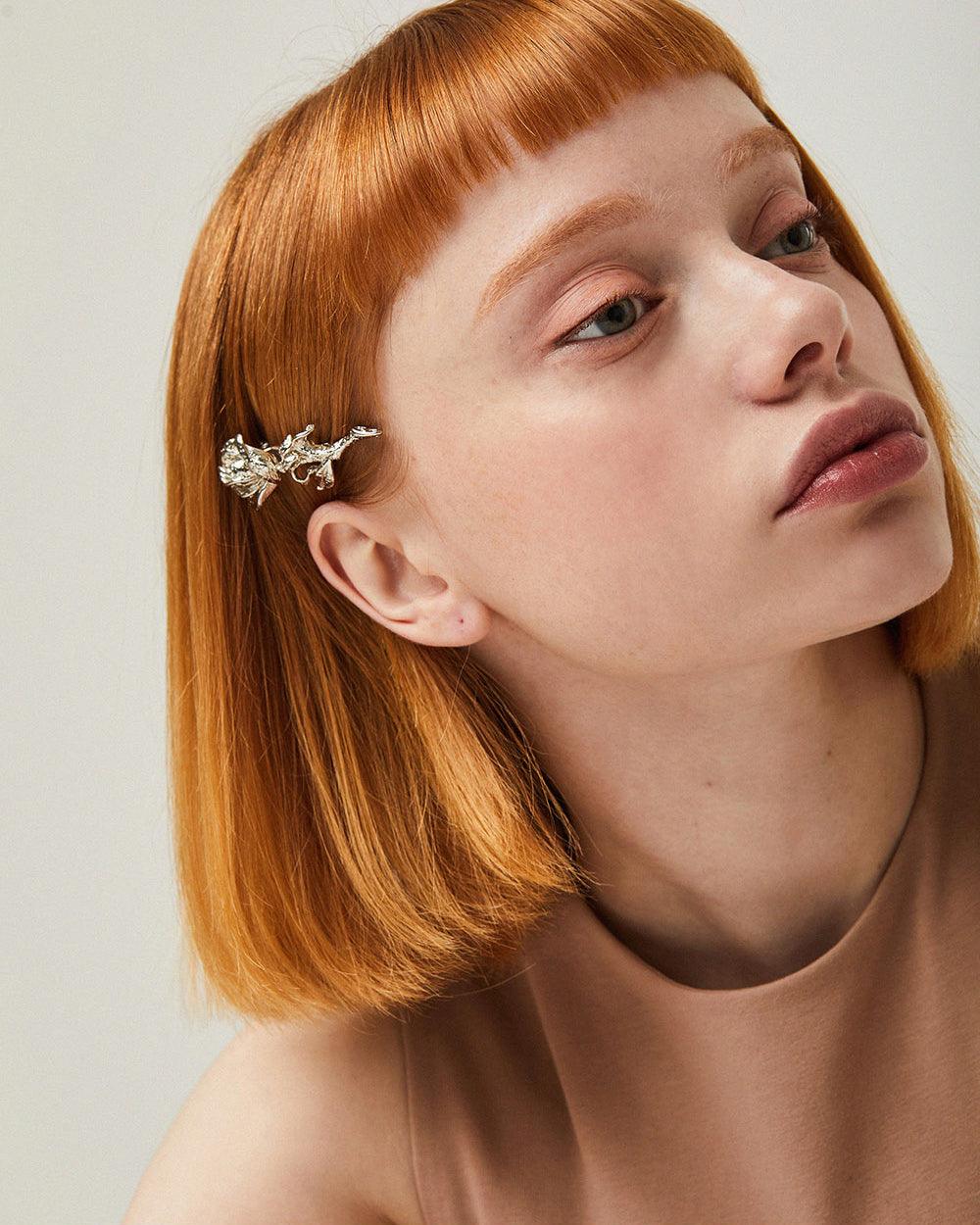 Wild Rose Hair Pin Silver