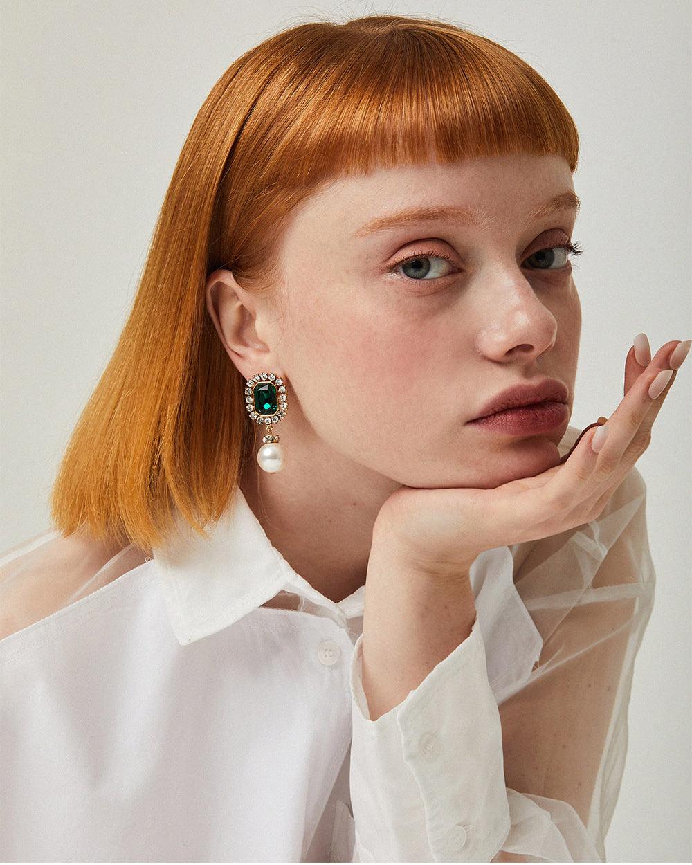 Jolly Pearl Earrings Emerald