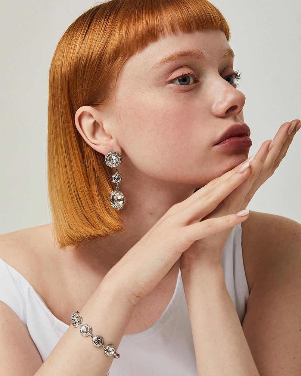 Savage Drop Statement Earrings Silver