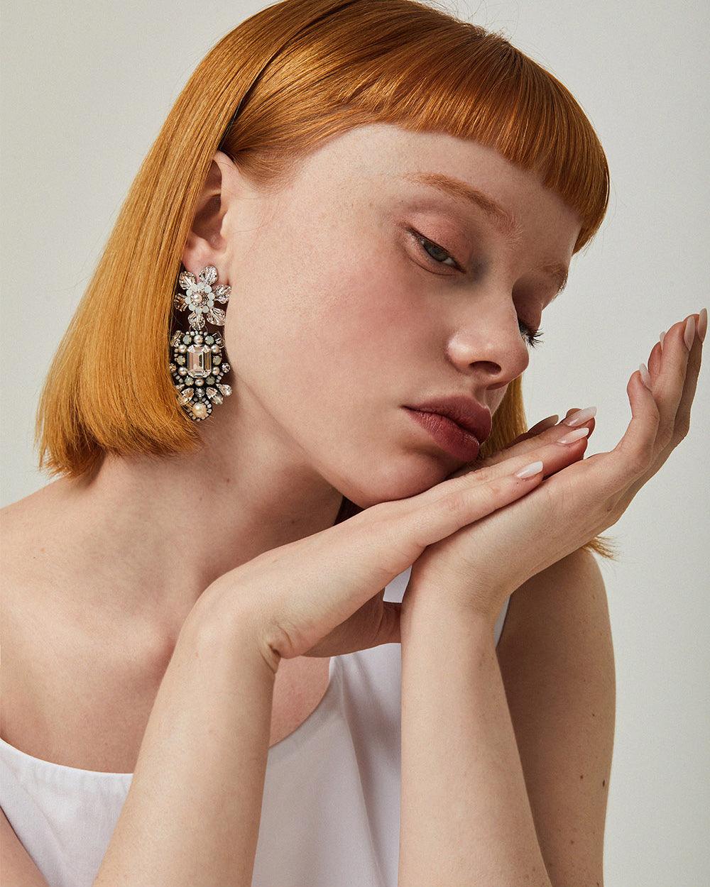 Peony Earrings White