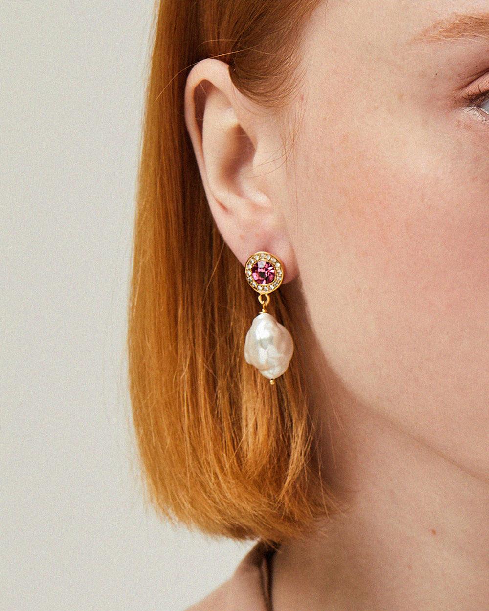 Baroque Pop Drop Earrings Pink