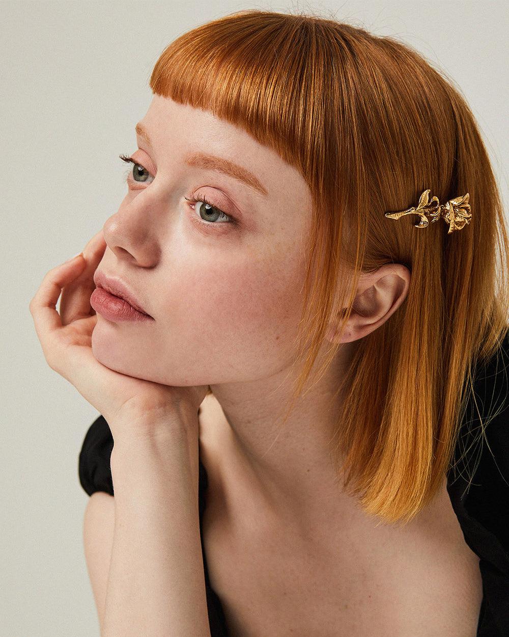 Wild Rose Hair Pin Gold