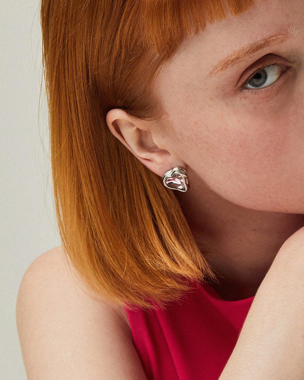 Savage Heart Stud Earrings Pink