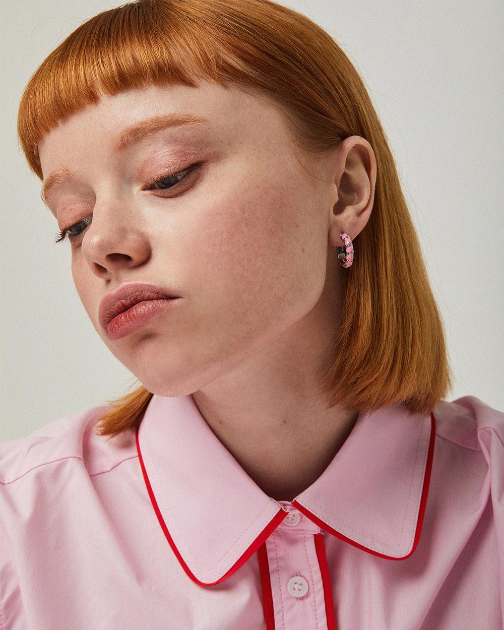 Twist Hoop Earrings Pink