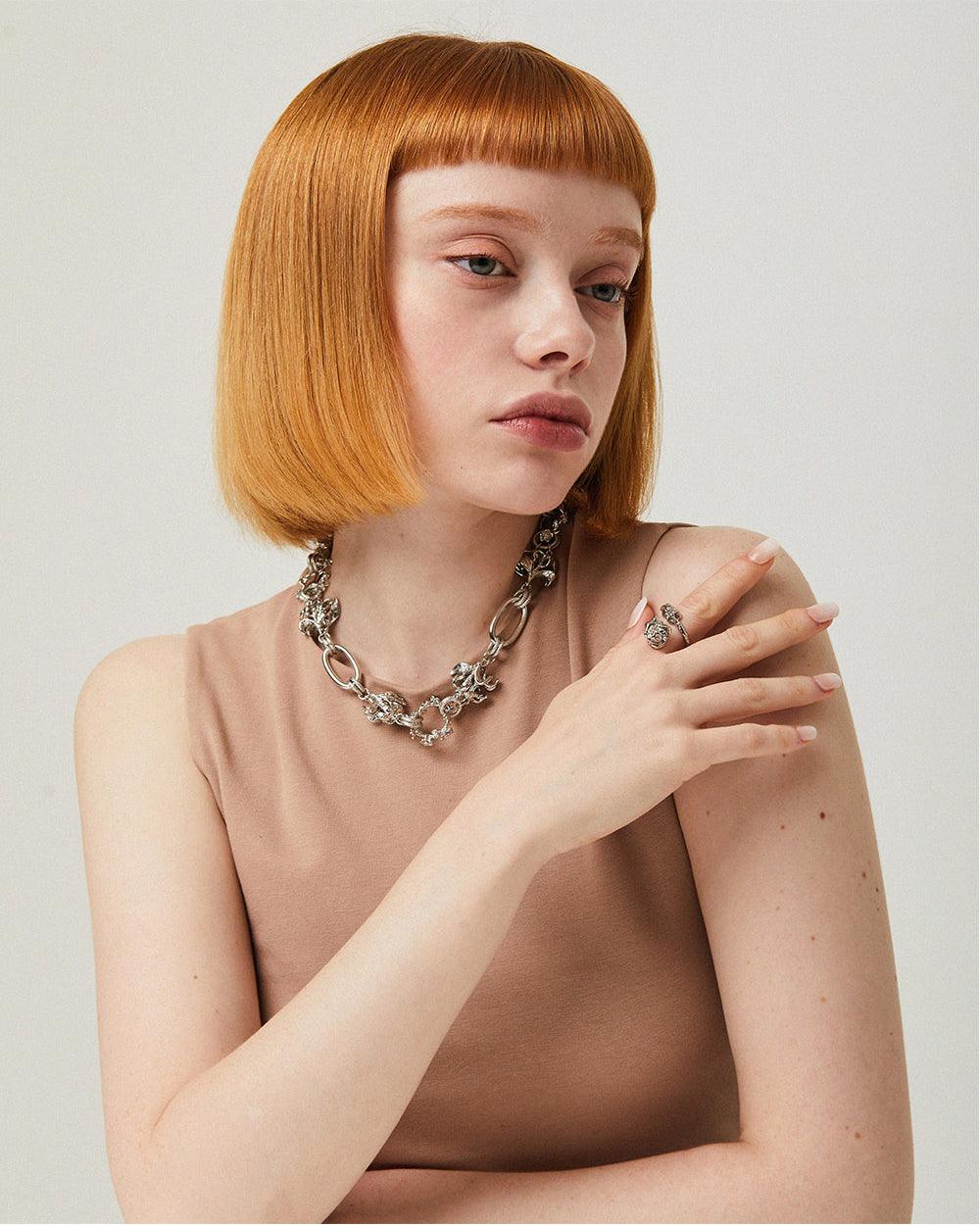 Wild Rose Chain Necklace Silver