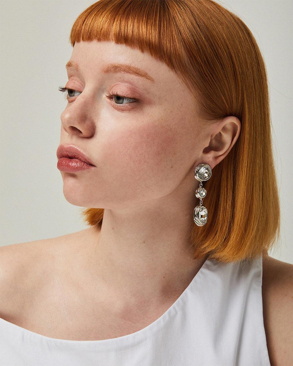 Savage Drop Statement Earrings Silver