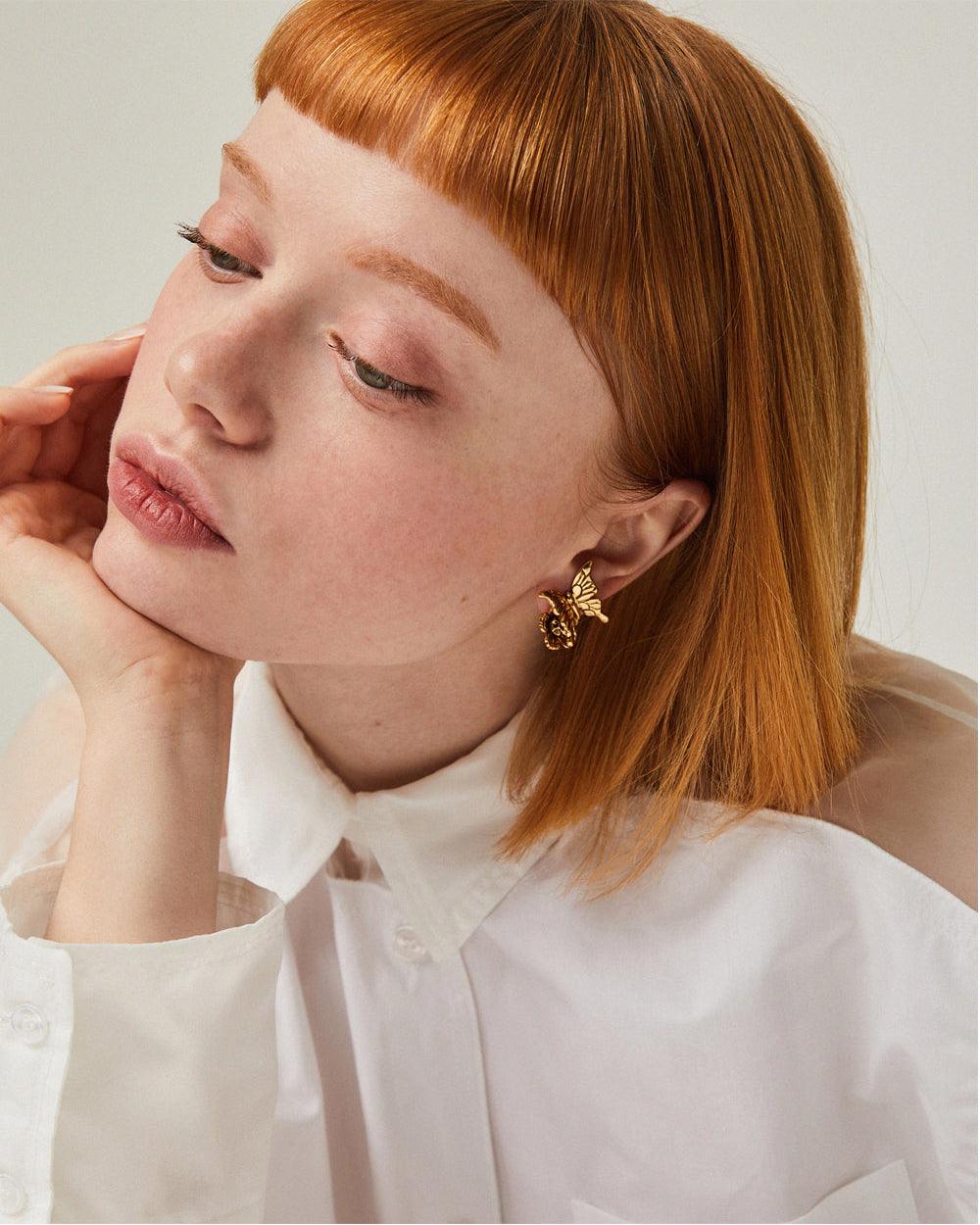 Butterfly & Flower Stud Earrings