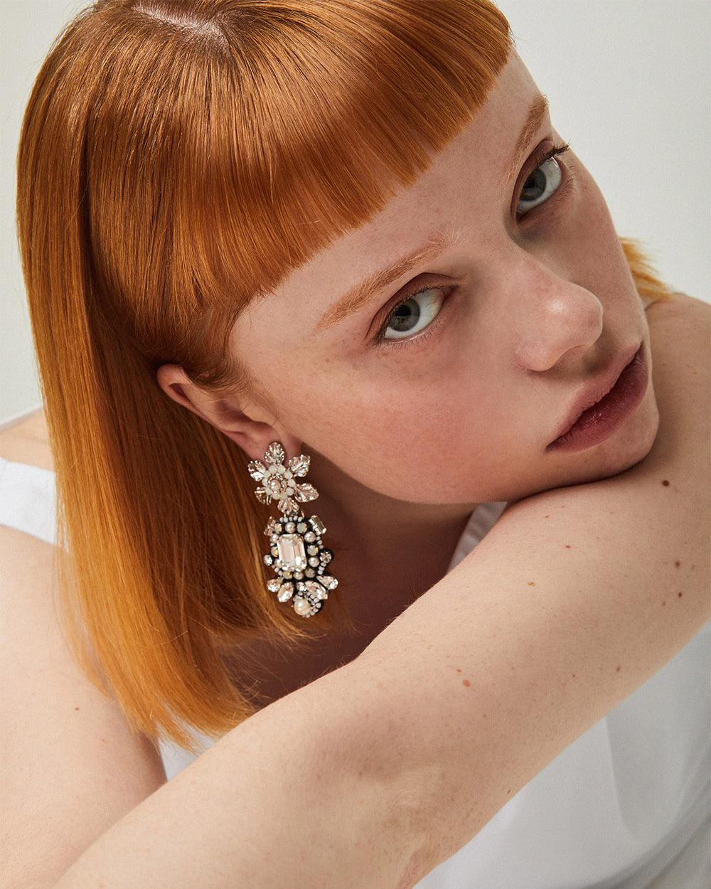 Peony Earrings White