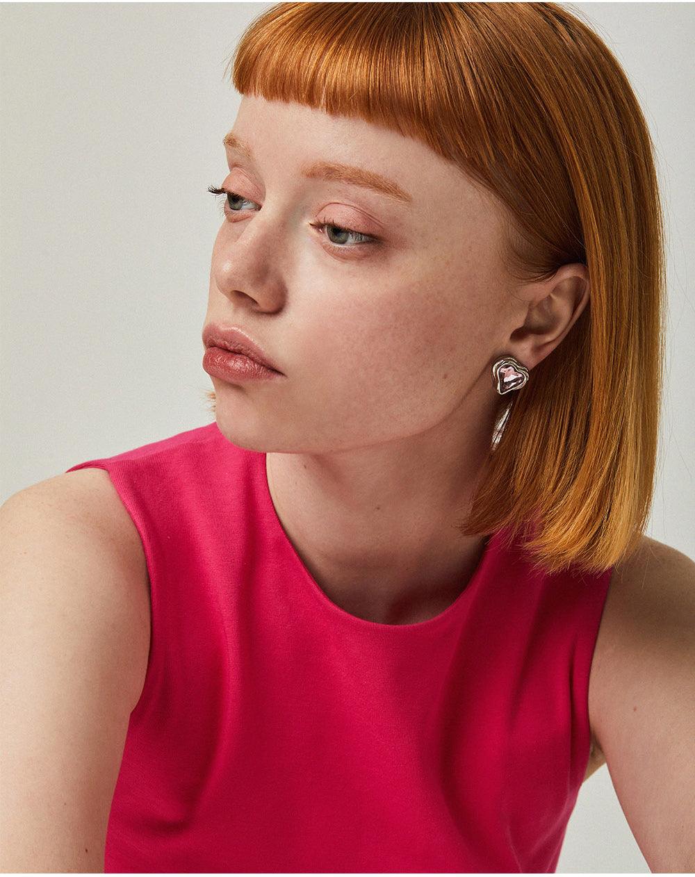 Savage Heart Stud Earrings Pink