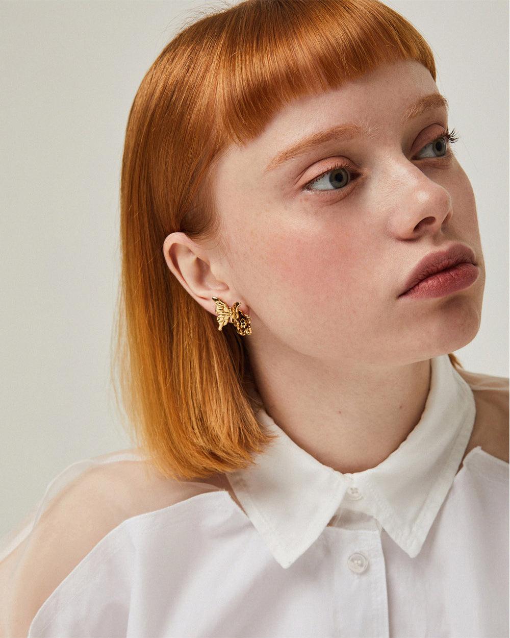 Butterfly & Flower Stud Earrings