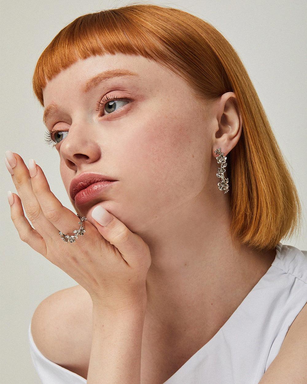 Wild Rose Wreath Ring Silver