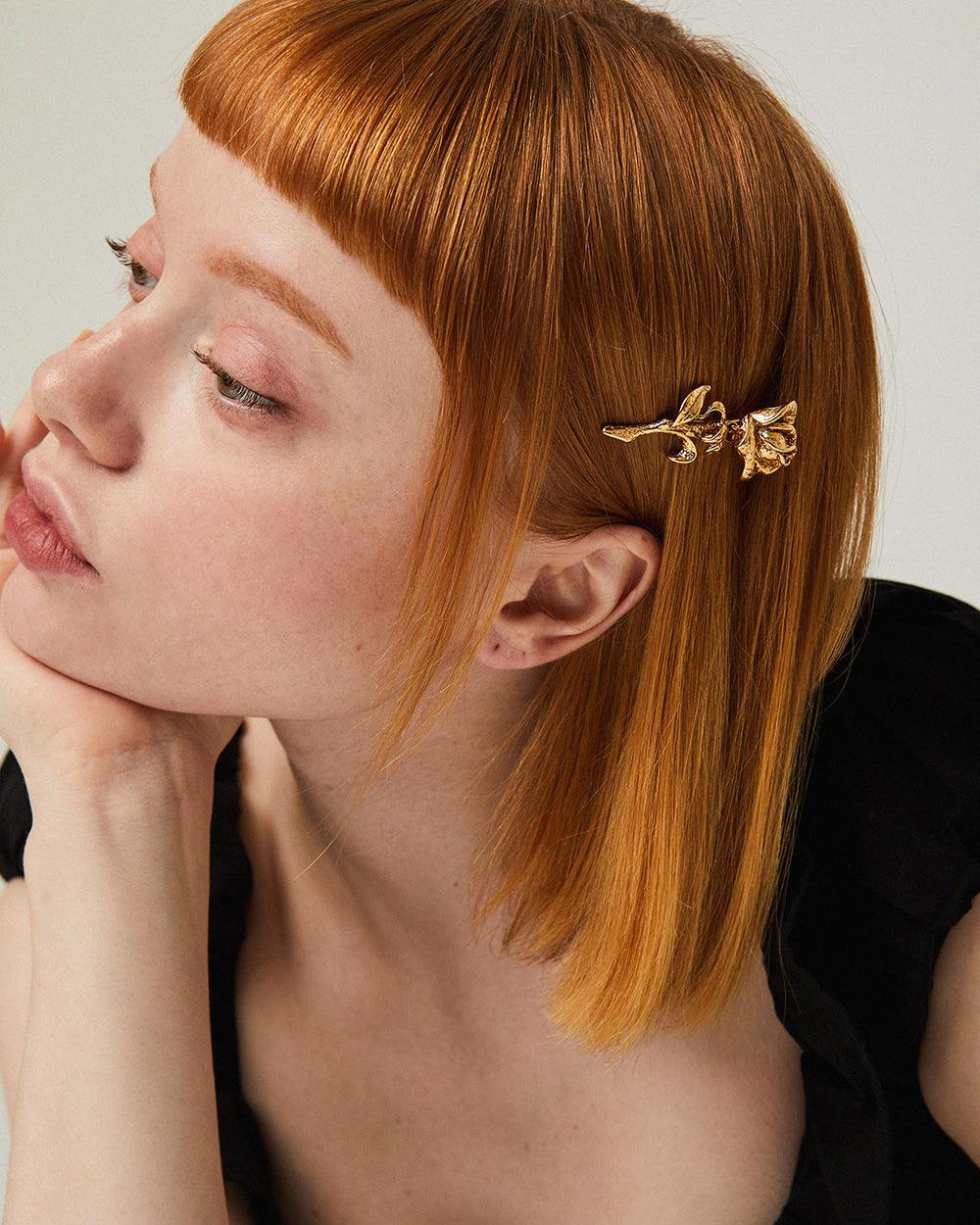 Wild Rose Hair Pin Gold