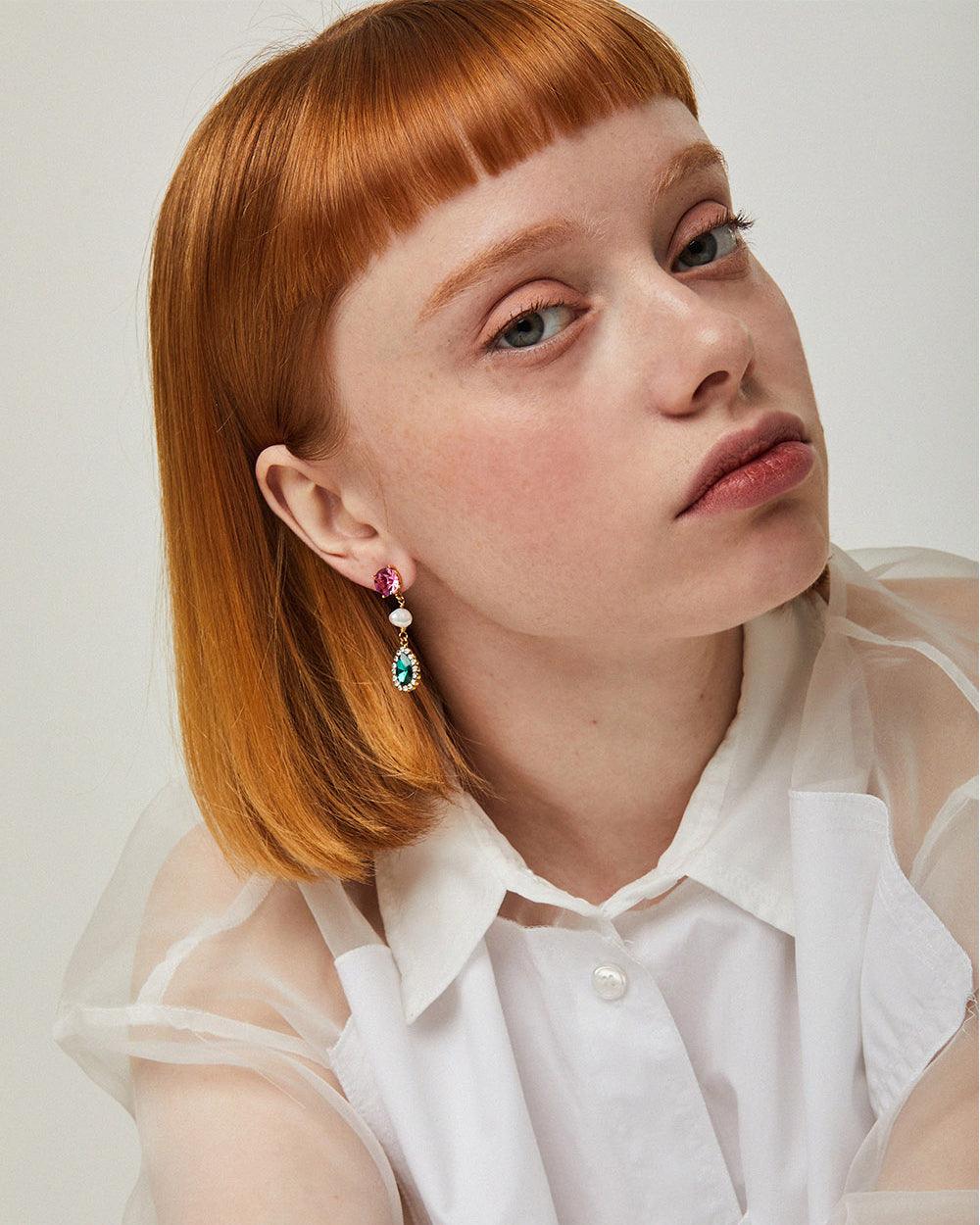 Baroque Pop Triple Earrings Emerald