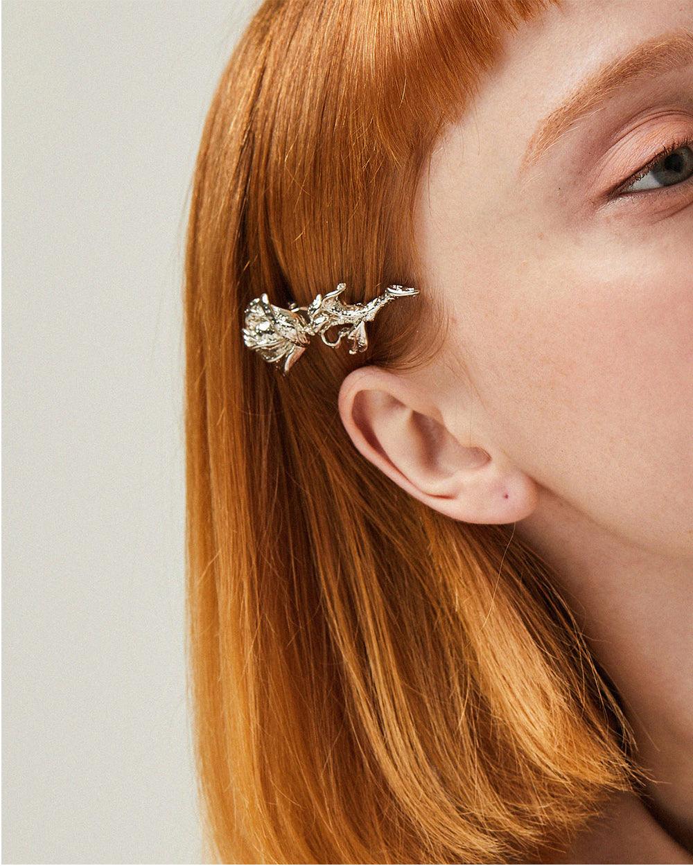 Wild Rose Hair Pin Silver