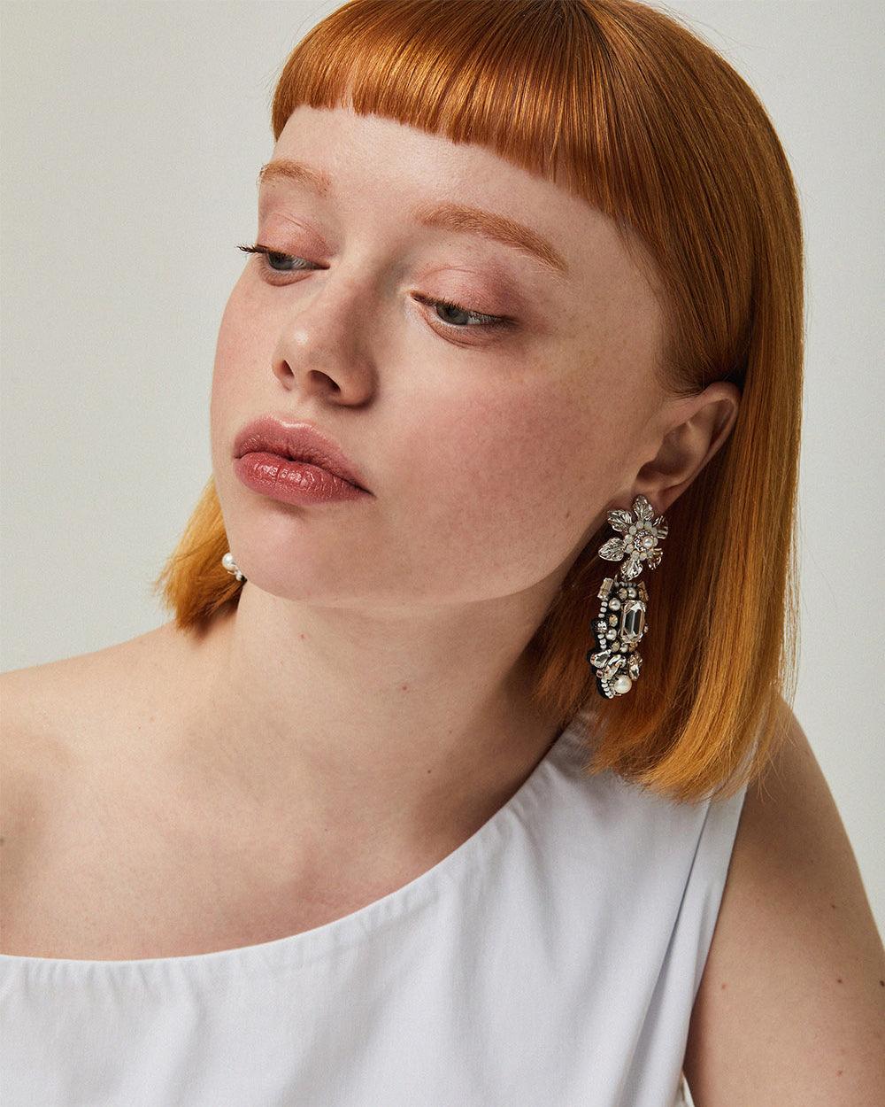 Peony Earrings White