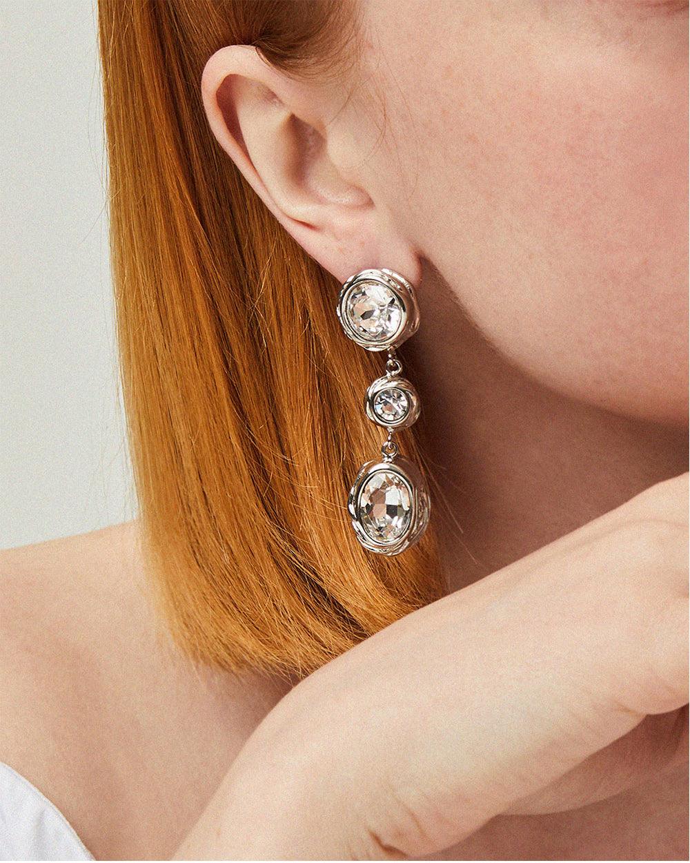 Savage Drop Statement Earrings Silver
