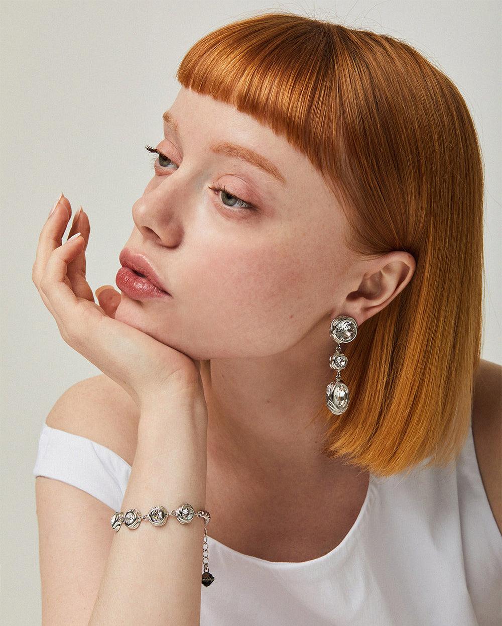 Savage Drop Statement Earrings Silver