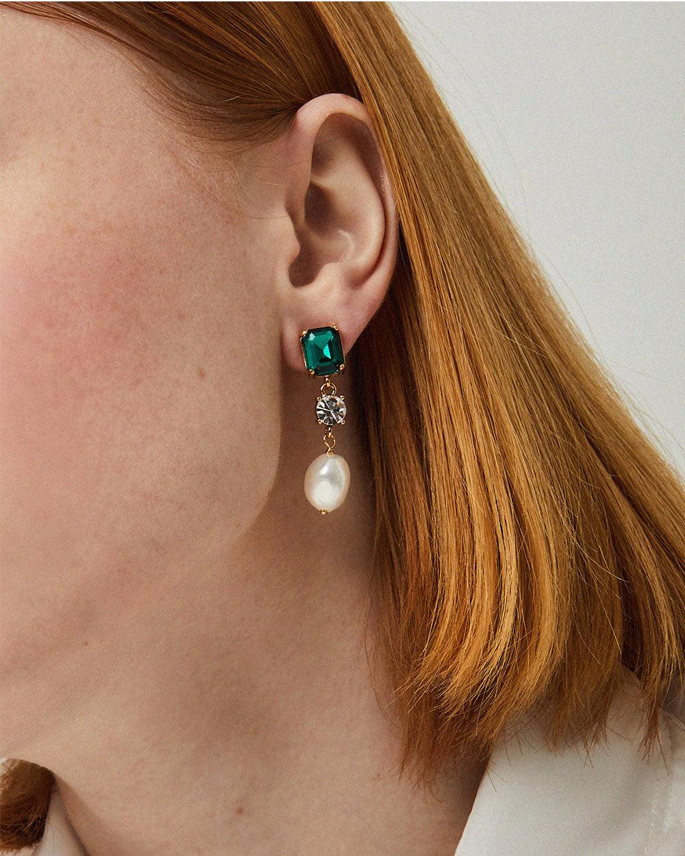Baroque Pop Triple Earrings Emerald