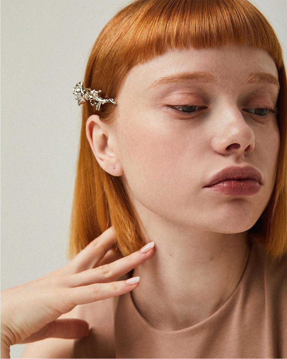 Wild Rose Hair Pin Silver