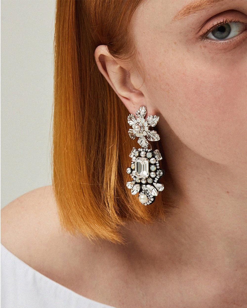 Peony Earrings White