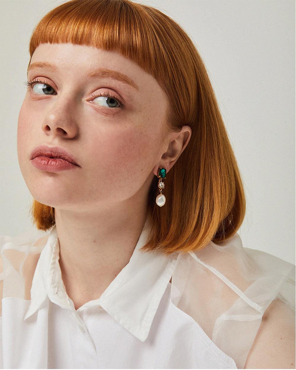 Baroque Pop Triple Earrings Emerald