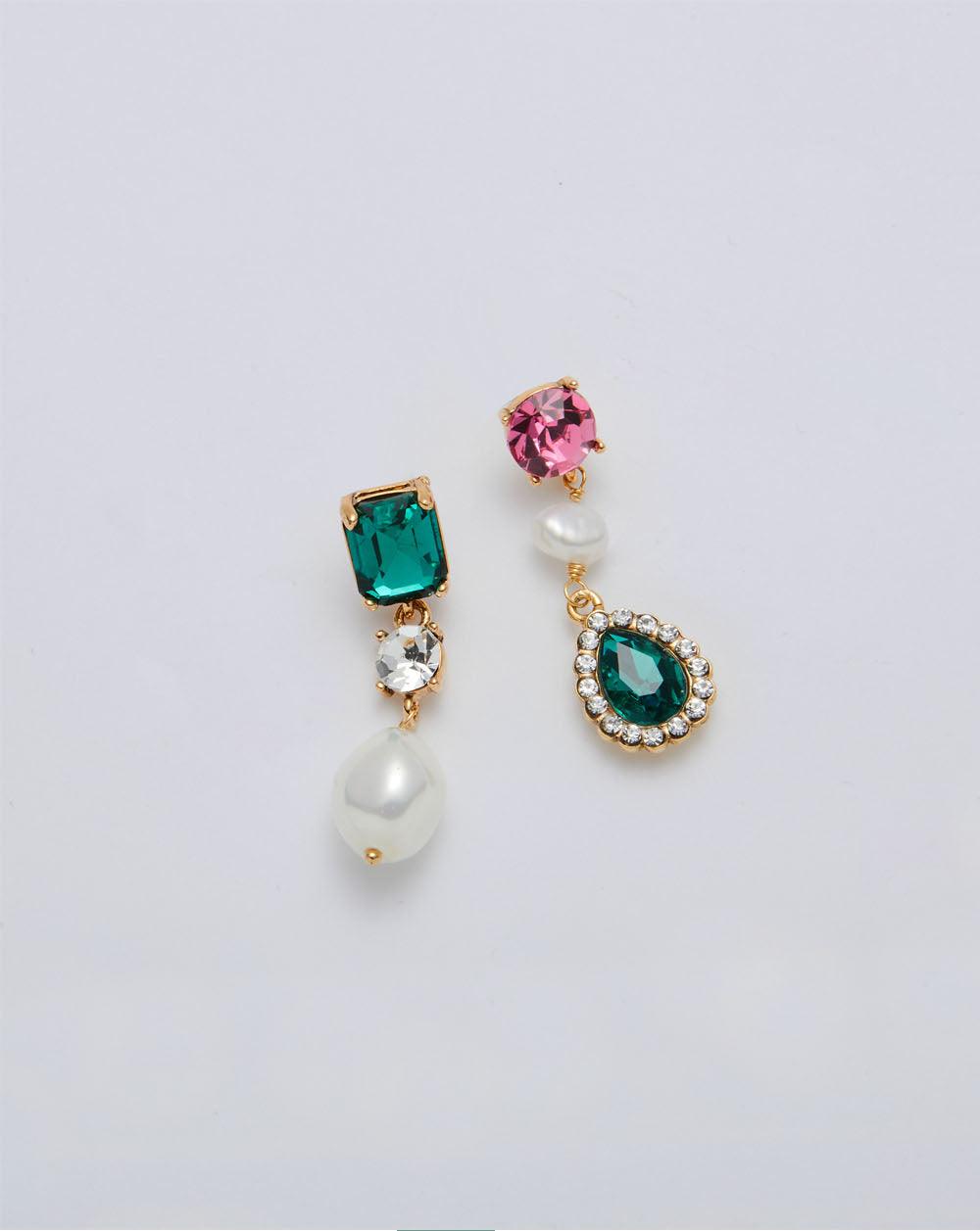 Baroque Pop Triple Earrings Emerald