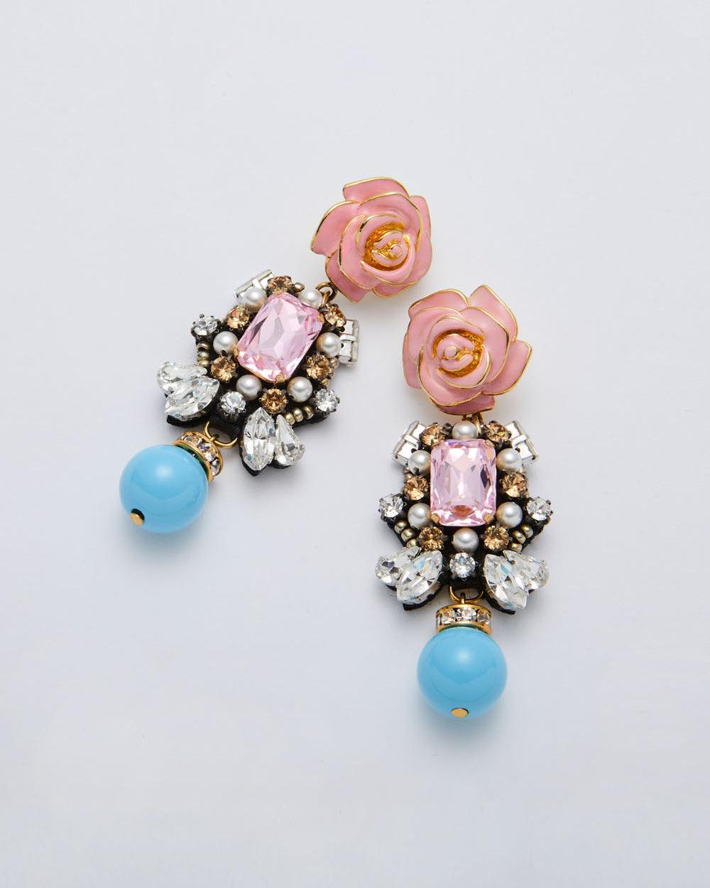 Rose Earrings Pink
