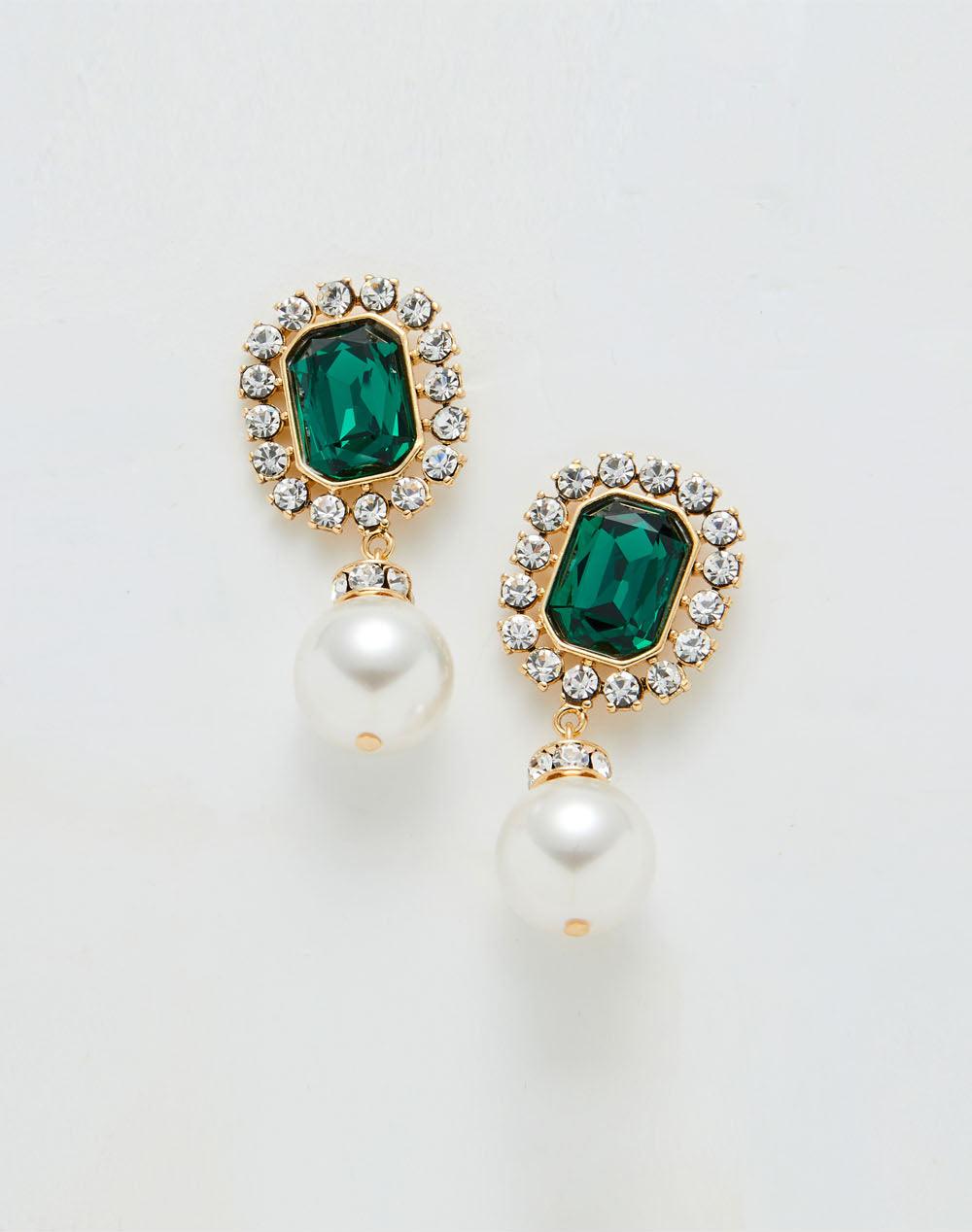 Jolly Pearl Earrings Emerald